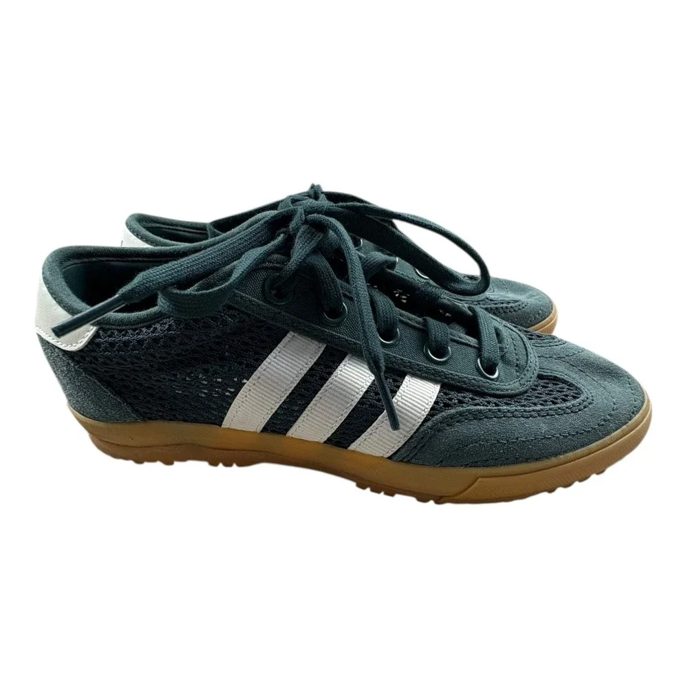 Adidas VL Court Green Mesh Suede Sneakers Women's 6.5‎ Excellent Cond